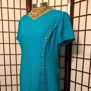 3/$30 CLOSET CLOSING TURQUOISE BLUE CAREER DRESS